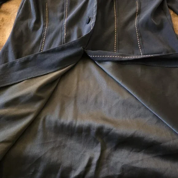 Sheri Martin New York Faux Suede Jacket Dark Green Size 14 Topstitch Blazer - Picture 16 of 16